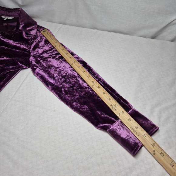 John Mark Women's Shirt Size PS Velvet Long Sleeve Button Tunic Eggplant (27) - Picture 7 of 14